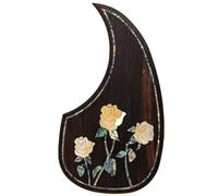 Acoustic Guitar Pickguard For Martin D45 Premium Rosewood or Mahogany Solid Wood Scratch Plate with Real Abalone Shell Inlay, Multiple Floral Patterns, Fits Most 40-42 Inch Dreadnought Guitars (#14)