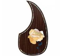 Acoustic Guitar Pickguard For Martin D45 Premium Rosewood or Mahogany Solid Wood Scratch Plate with Real Abalone Shell Inlay, Multiple Floral Patterns, Fits Most 40-42 Inch Dreadnought Guitars (#4)