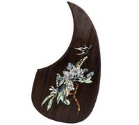Acoustic Guitar Pickguard For Martin D45 Premium Rosewood or Mahogany Solid Wood Scratch Plate with Real Abalone Shell Inlay, Multiple Floral Patterns, Fits Most 40-42 Inch Dreadnought Guitars (#15)