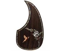 Acoustic Guitar Pickguard For Martin D45 Premium Rosewood or Mahogany Solid Wood Scratch Plate with Real Abalone Shell Inlay, Multiple Floral Patterns, Fits Most 40-42 Inch Dreadnought Guitars (#71)