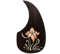 Acoustic Guitar Pickguard For Martin D45 Premium Rosewood or Mahogany Solid Wood Scratch Plate with Real Abalone Shell Inlay, Multiple Floral Patterns, Fits Most 40-42 Inch Dreadnought Guitars (#42)
