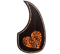 Acoustic Guitar Pickguard For Martin D45 Premium Rosewood or Mahogany Solid Wood Scratch Plate with Real Abalone Shell Inlay, Multiple Floral Patterns, Fits Most 40-42 Inch Dreadnought Guitars (#24)