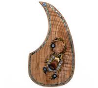 Acoustic Guitar Pickguard For Martin D45 Premium Rosewood or Mahogany Solid Wood Scratch Plate with Real Abalone Shell Inlay, Multiple Floral Patterns, Fits Most 40-42 Inch Dreadnought Guitars (#75)