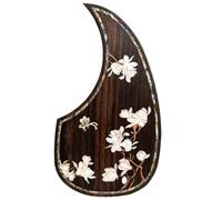 Acoustic Guitar Pickguard For Martin D45 Premium Rosewood or Mahogany Solid Wood Scratch Plate with Real Abalone Shell Inlay, Multiple Floral Patterns, Fits Most 40-42 Inch Dreadnought Guitars (#19)