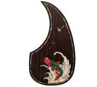 Acoustic Guitar Pickguard For Martin D45 Premium Rosewood or Mahogany Solid Wood Scratch Plate with Real Abalone Shell Inlay, Multiple Floral Patterns, Fits Most 40-42 Inch Dreadnought Guitars (#61)