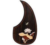 Acoustic Guitar Pickguard For Martin D45 Premium Rosewood or Mahogany Solid Wood Scratch Plate with Real Abalone Shell Inlay, Multiple Floral Patterns, Fits Most 40-42 Inch Dreadnought Guitars (#48)