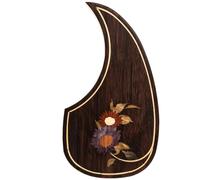 Acoustic Guitar Pickguard For Martin D45 Premium Rosewood or Mahogany Solid Wood Scratch Plate with Real Abalone Shell Inlay, Multiple Floral Patterns, Fits Most 40-42 Inch Dreadnought Guitars (#46)