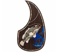 Acoustic Guitar Pickguard For Martin D45 Premium Rosewood or Mahogany Solid Wood Scratch Plate with Real Abalone Shell Inlay, Multiple Floral Patterns, Fits Most 40-42 Inch Dreadnought Guitars (#7)