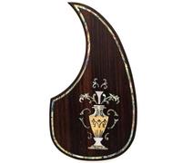 Acoustic Guitar Pickguard For Martin D45 Premium Rosewood or Mahogany Solid Wood Scratch Plate with Real Abalone Shell Inlay, Multiple Floral Patterns, Fits Most 40-42 Inch Dreadnought Guitars (#11)