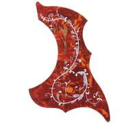Acoustic Guitar Pickguard Gold Phoenix Dragon Pattern Decorated Self-adhesive Pick Guard Sticker(Red)