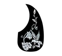 Acoustic Guitar Pickguard Gold Phoenix Dragon Pattern Decorated Self-adhesive PVC Pick Guard Sticker(Silver C)