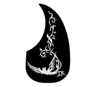 Acoustic Guitar Pickguard Gold Phoenix Dragon Pattern Decorated Self-adhesive PVC Pick Guard Sticker(Silver E)