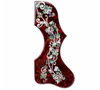Acoustic Guitar Pickguard Inlaid Abalone and pearl - Thicken substantial self-adhensive pickguard for J200 SJ200 Acoustic Folk Guitar Parts (Red Tortoise 1)