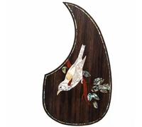 Acoustic Guitar Pickguard Rosewood Inlaid with Real Abalone Shell - Self-Adhesive Scratchplate Compatible with Martin D45/D100/D200 & Most 40-42″ Guitars Protection Plate (#9)
