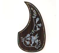 Acoustic Guitar Pickguard Rosewood Inlaid with Real Abalone Shell - Self-Adhesive Scratchplate Compatible with Martin D45/D100/D200 & Most 40-42″ Guitars Protection Plate (#15)