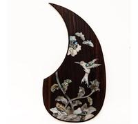 Acoustic Guitar Pickguard Rosewood Inlaid with Real Abalone Shell - Self-Adhesive Scratchplate Compatible with Martin D45/D100/D200 & Most 40-42″ Guitars Protection Plate (#19)