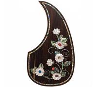 Acoustic Guitar Pickguard Rosewood Inlaid with Real Abalone Shell - Self-Adhesive Scratchplate Compatible with Martin D45/D100/D200 & Most 40-42″ Guitars Protection Plate (#2)