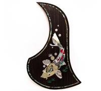 Acoustic Guitar Pickguard Rosewood Koi Fish for Yamaha 40-41 Inch Guitars - Full Abalone Shell Mosaic Inlay, Handcrafted 3M Self-Adhesive Scratch Plate for Acoustic Guitars