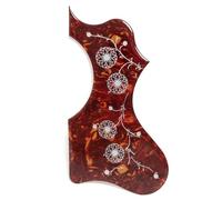 Acoustic Guitar Pickguard - Self-Adhesive Scratch Plate 2mm Thick for 40/41 Inch Jumbo Guitars, Fits EJ-200 Style, Chamfered Edge Folk Guitar Replacement Parts (Red Tortoise)