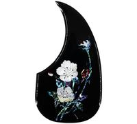 Acoustic Guitar Pickguard Thick Pick Guard Inlaid Abalone Flower for Most Martin Acoustic Guitar Black