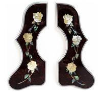 Acoustic Guitar Pickguards 2 Pack for Gibson J-200 SJ-200, Left & Right Hand Combo, Real Shell Floral Inlay, 2MM Thick Scratch Plates for 41-42 Inch Guitars