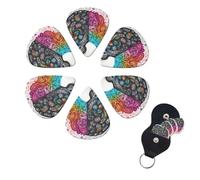 Acoustic Guitar Picks Set of 6 Guitar Picks for Acoustic Electric Guitar Thin, Medium, Heavy, Handmade, Left and Right Brain, Bass Guitar Picks Ukulele for Acoustic Guitar Lovers