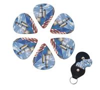 Acoustic Guitar Picks Set of 6 Guitar Picks for Acoustic Electric Thin Medium Heavy Handmade Patriotic Guitar Picks Sea to Shining Sea Patriotic Guitar Picks for Acoustic Guitar Gift