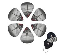 Acoustic Guitar Picks Set of 6 Guitar Picks for Acoustic Guitar, Thin, Medium, Heavy Handmade Eiffel Tower with Rose for Acoustic Guitar - Ideal Gift for Acoustic Guitar Lovers
