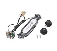 Acoustic Guitar Pickup, 4 Strings Copper Coil Guitar Pickup Replacement, Wireless Design with ABS Soundboard Housing, Easy Installation for Folk Acoustic Electric Guitar Practice a (GMB333 Black