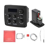 Acoustic Guitar Pickup with 4 - Band EQ, Volume Control Knobs, Black - High Sensitivity, Low Noise Output for Acoustic & Classical Guitars, Easy Installation and Portable