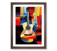 Acoustic Guitar Pop Framed Print | A2 Walnut Framed Wall Art | Ready to Hang | Modern Music Picture | Living Room Bedroom Lounge Office