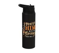 Acoustic Guitar Praise Him with The Strings Guitar Player Stainless Steel Insulated Water Bottle
