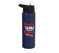 Acoustic Guitar Praise Him with The Strings Guitar Player Stainless Steel Insulated Water Bottle