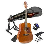 Acoustic Guitar Starter Kit for Beginners with Stand, Footrest & 6 Months Lessons - Complete Starter Acoustic Guitar Package for Adults & Teens, Ideal Beginner Acoustic Guitars Set