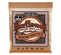 Ernie Ball Acoustic Guitar Strings Earthwood Rock & Blues - Phosphor Bronze, Plain G 3-Pack 10-52