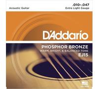 Acoustic Guitar Strings D'Addario EJ15 Phosphor Bronze, Extra Light Gauge 10-47.