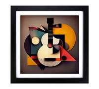 Acoustic Guitar Suprematism No.1 Framed Print | 18x18 Inch Black Framed Wall Art | Ready to Hang | Modern Music Picture | Living Room Bedroom Lounge Office