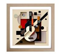 Acoustic Guitar Suprematism No.2 Framed Print | 18x18 Inch Oak Framed Wall Art | Ready to Hang | Modern Music Picture | Living Room Bedroom Lounge Office