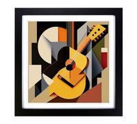 Acoustic Guitar Suprematism No.3 Framed Print | 18x18 Inch Black Framed Wall Art | Ready to Hang | Modern Music Picture | Living Room Bedroom Lounge Office