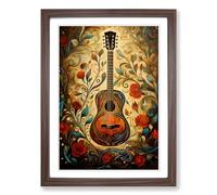 Acoustic Guitar Symbolism Framed Print | A2 Walnut Framed Wall Art | Ready to Hang | Modern Music Picture | Living Room Bedroom Lounge Office