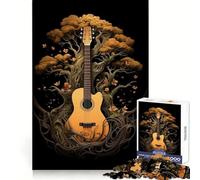 Acoustic Guitar Tree Life 1000 Pieces Puzzles for Adults Strong Memory Quality Print Fun Challenge Night Fun (50x75cm)