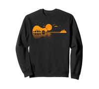 Acoustic Guitar Tree Moon Reflection Landscape Guitarists Sweatshirt