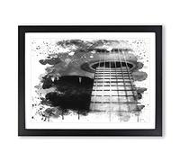 Acoustic Guitar Vol.2 V4 Modern Framed Print | A3 Black Framed Wall Art | Ready to Hang | Modern Music Picture | Living Room Bedroom Lounge Office