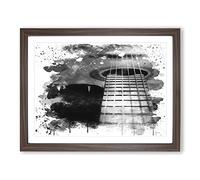 Acoustic Guitar Vol.2 V4 Modern Framed Print | A4 Walnut Framed Wall Art | Ready to Hang | Modern Music Picture | Living Room Bedroom Lounge Office