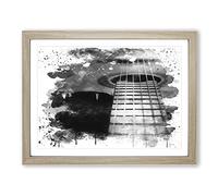 Acoustic Guitar Vol.2 V4 Modern Framed Wall Art Print, Ready to Hang Picture for Living Room Bedroom Home Office Décor, Oak A4 (34 x 25 cm)