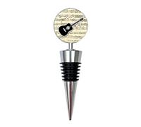 Acoustic Guitar Wine Bottle Stopper - Gift for Musicians & Music Lovers | Musical Wine Accessory with Vintage Sheet Music Design | Unique Stocking Filler Secret Santa | Reusable Metal Bottle Stopper