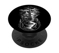 Acoustic Landscape Art Mountain River Music Guitar PopSockets Adhesive PopGrip