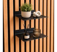 Acoustic Panel Shelf No Drilling - 15 cm, 2 Pack Universal - Floating Metal Wall Shelf Black Matt - Acoustic Panel Accessories & Ledge for Decor & Plants - for Slat Wall & Akupanel