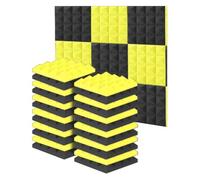 Acoustic Panels 24 Pack Sound Proofing Foam Tiles, Stick Installation for Instant Noise Reduction on Any Wall(12 black+12 yellow)