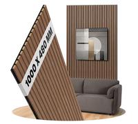 Acoustic panels walnut wall panels felt black, surface: real wood format: 1000 x 480 mm - acoustic panels as wall cladding made of wood - slat width: 27 mm (walnut)